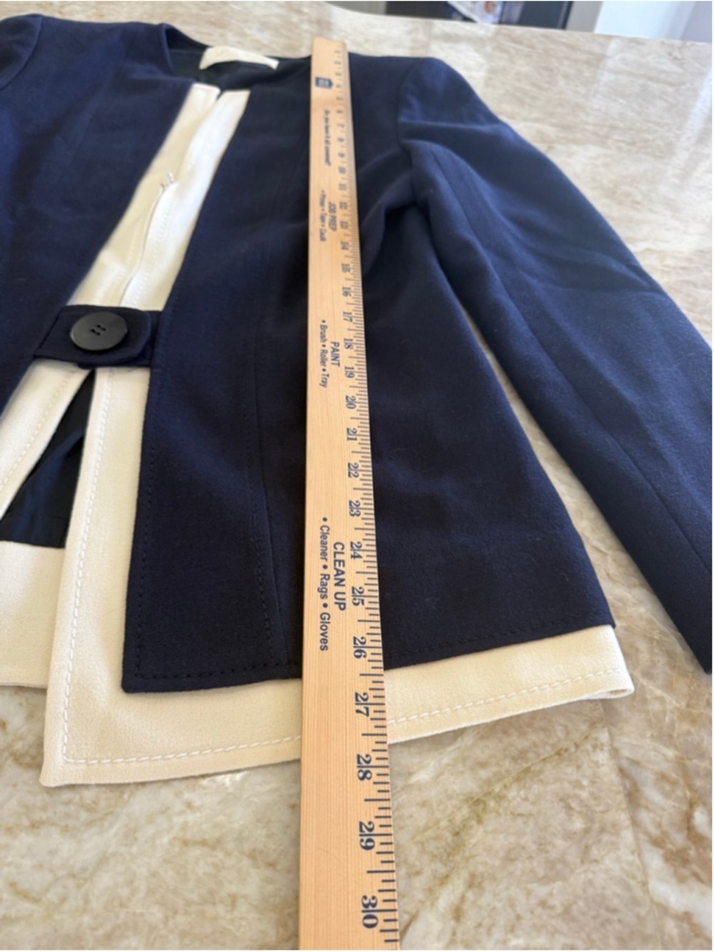 Valentino Navy & Beige Blazer Jacket Large, zipper closure, hand sewn couture - Picture 9 of 16